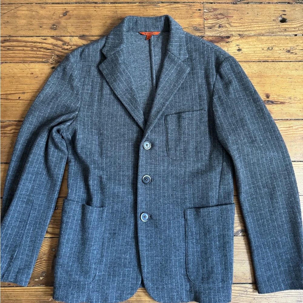 Barena Venezia Wool Sport Coat Gray Pinstripe Italian 48R Men's